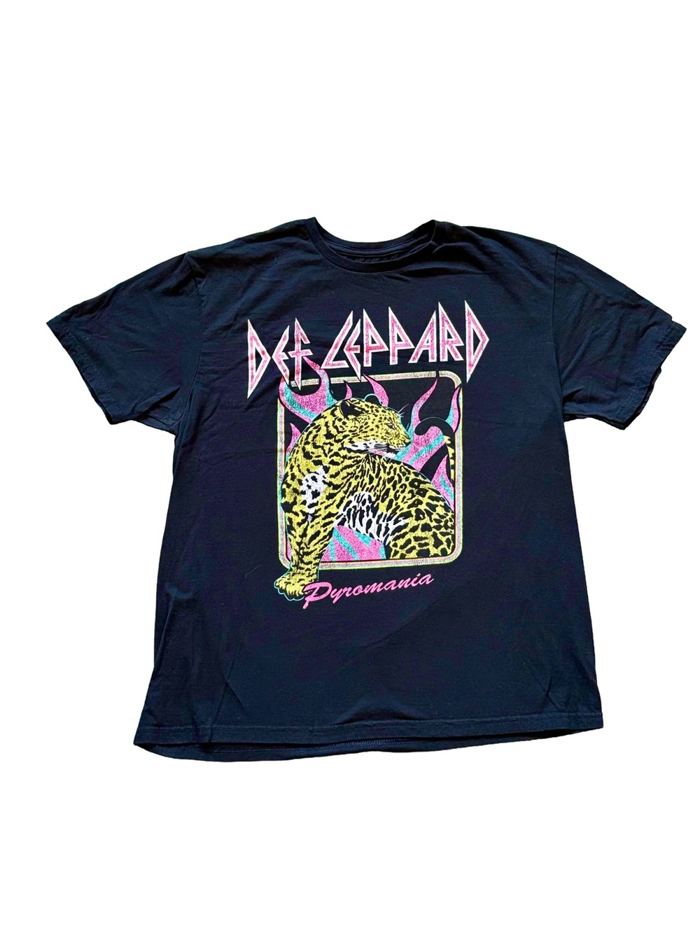 Def Leppard Pyromania Graphic Band Tee
Size Large | Retro Leopard Graphic